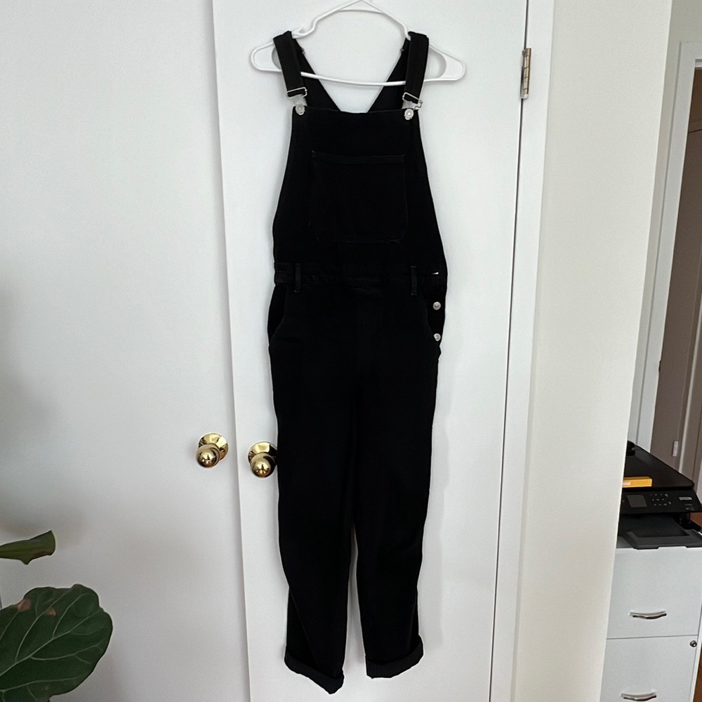 Black jean overalls